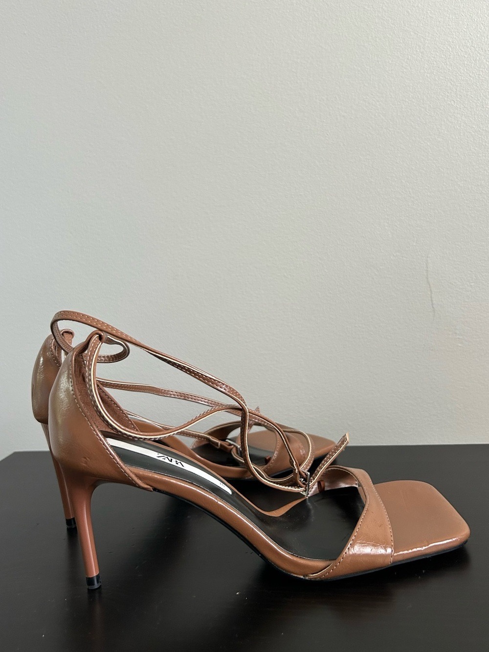 Zara Brown Square-Toe Heel Sandals, Size 39. - Picture 7 of 14